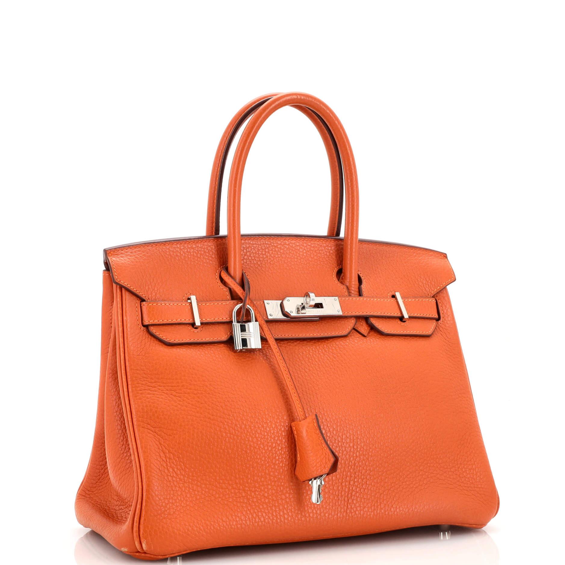 Hermes Birkin Handbag Potiron Clemence with Palladium Hardware 30 In Good Condition In NY, NY