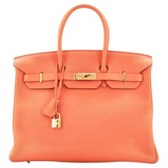 Hermes Birkin Handbag Potiron Togo with Gold Hardware 35