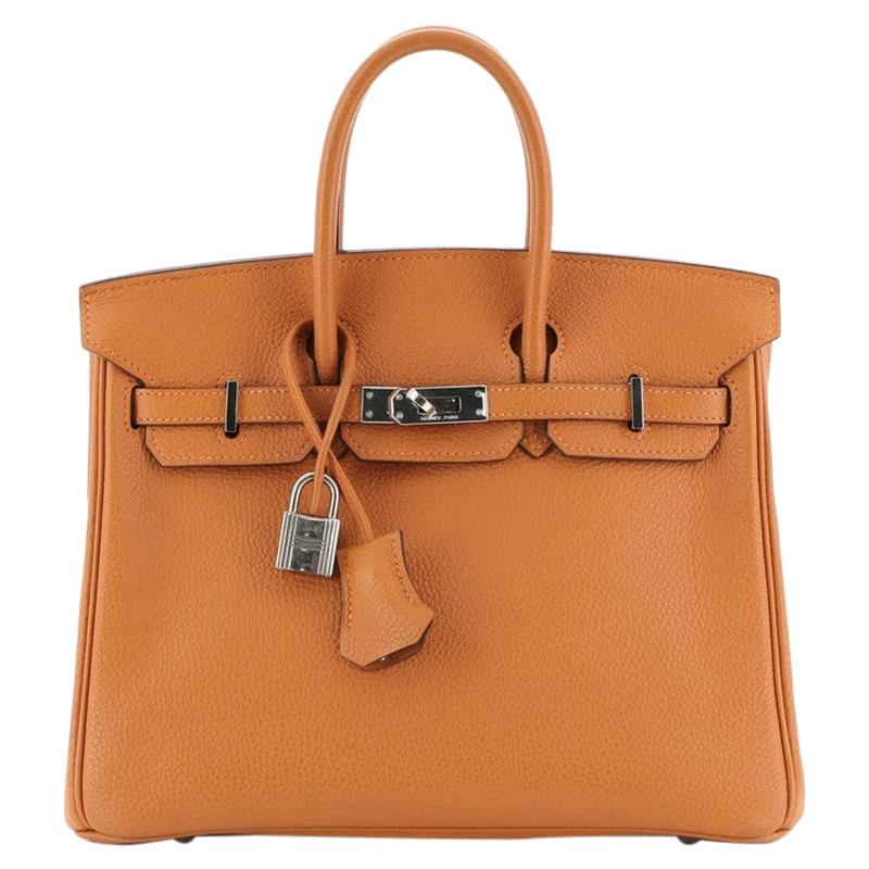 Hermes Birkin Handbag Potiron Togo With Palladium Hardware 25