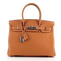 Hermes Birkin Handbag Potiron Togo with Palladium Hardware 30