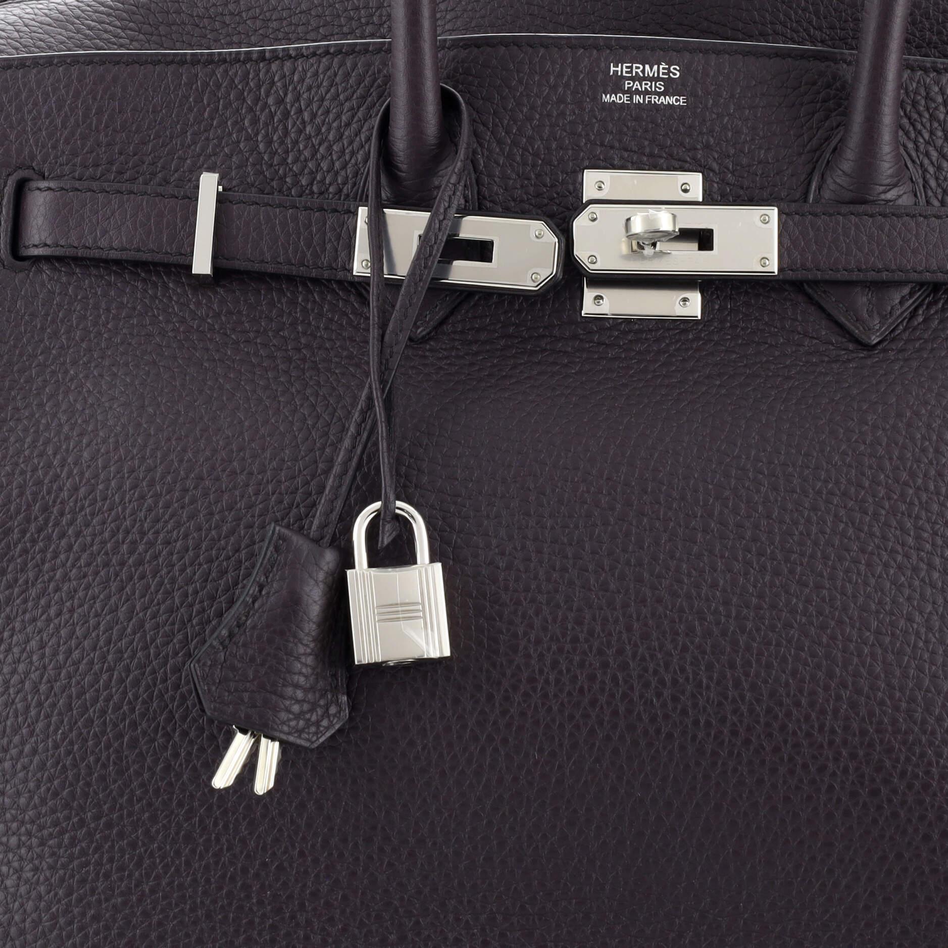 Hermes Birkin Handbag Prune Clemence with Palladium Hardware 35 3