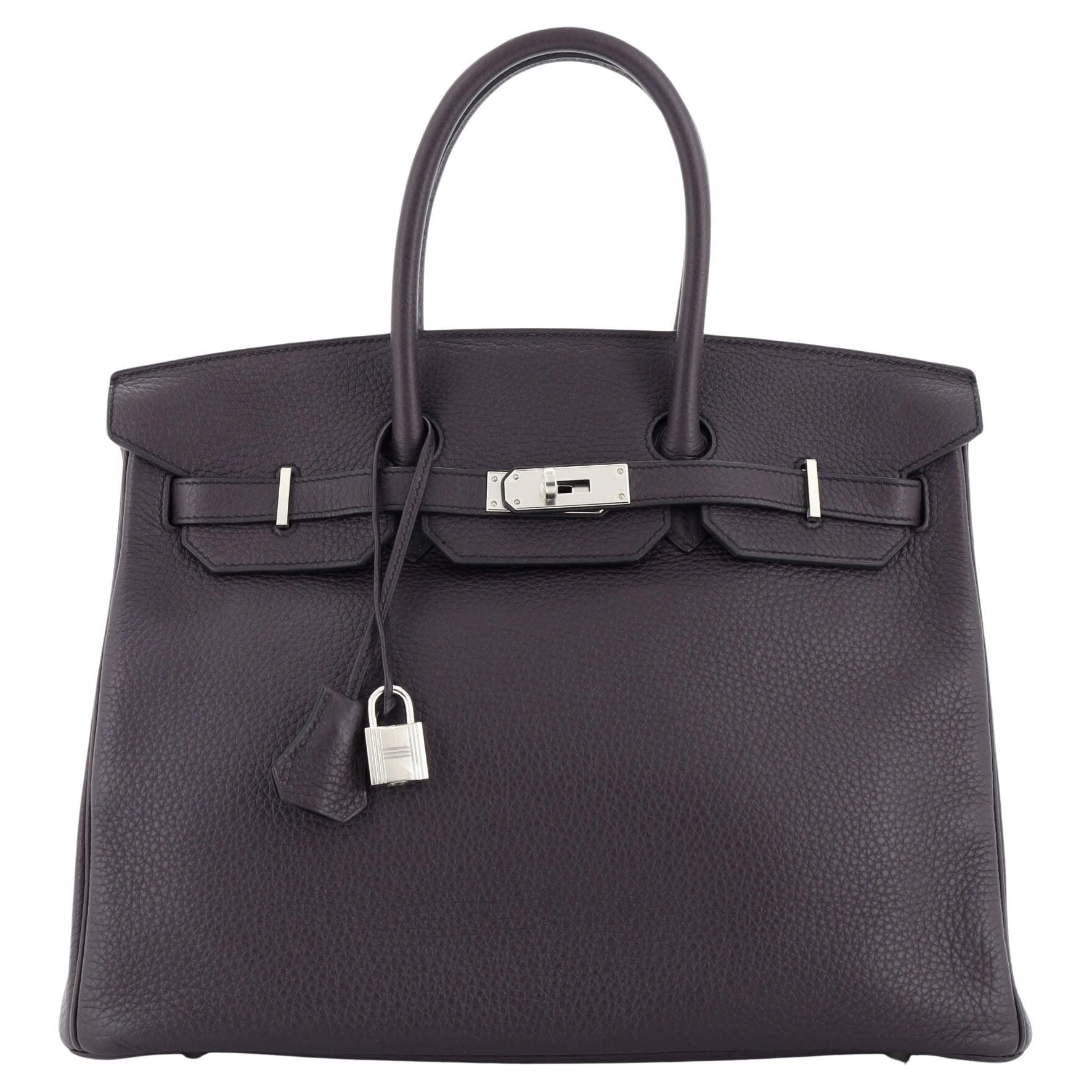 Hermes Birkin Handbag Prune Clemence with Palladium Hardware 35