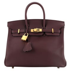 Hermes Birkin Handbag Prune Swift with Gold Hardware 25