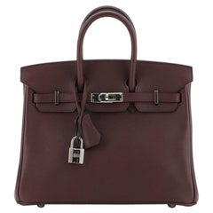 Hermes Birkin Handbag Prune Swift with Palladium Hardware 25