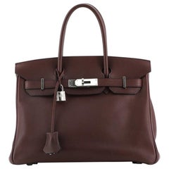 Hermes Birkin Handbag Prune Swift with Palladium Hardware 30