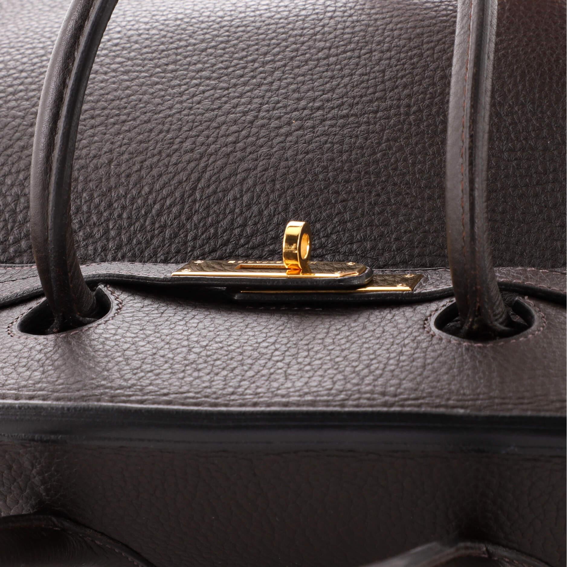 Hermes Birkin Handbag Prunoir Clemence with Gold Hardware 35 6