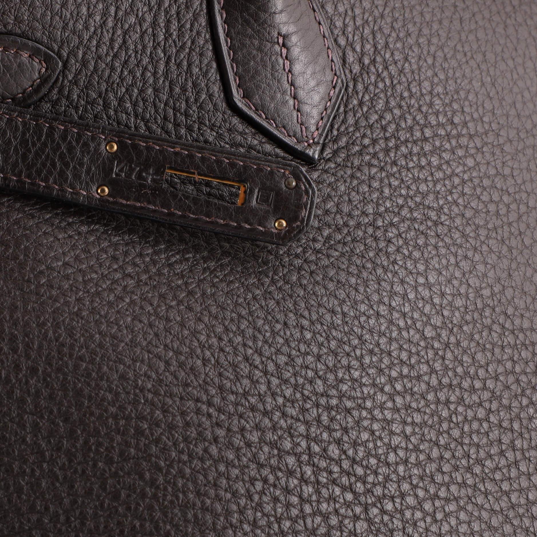 Hermes Birkin Handbag Prunoir Clemence with Gold Hardware 35 7