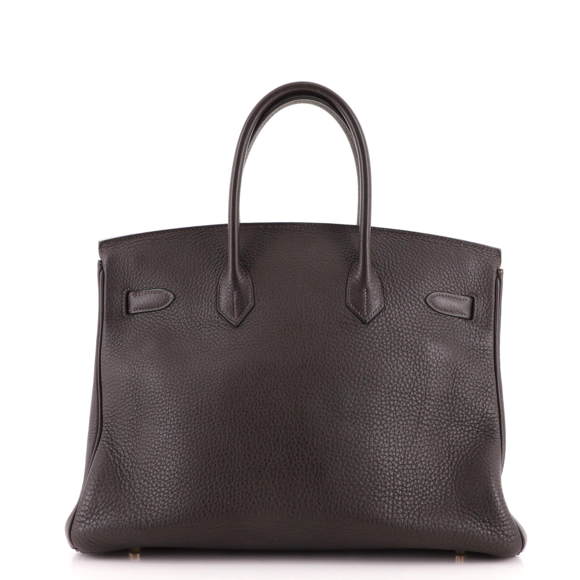 Women's or Men's Hermes Birkin Handbag Prunoir Clemence with Gold Hardware 35