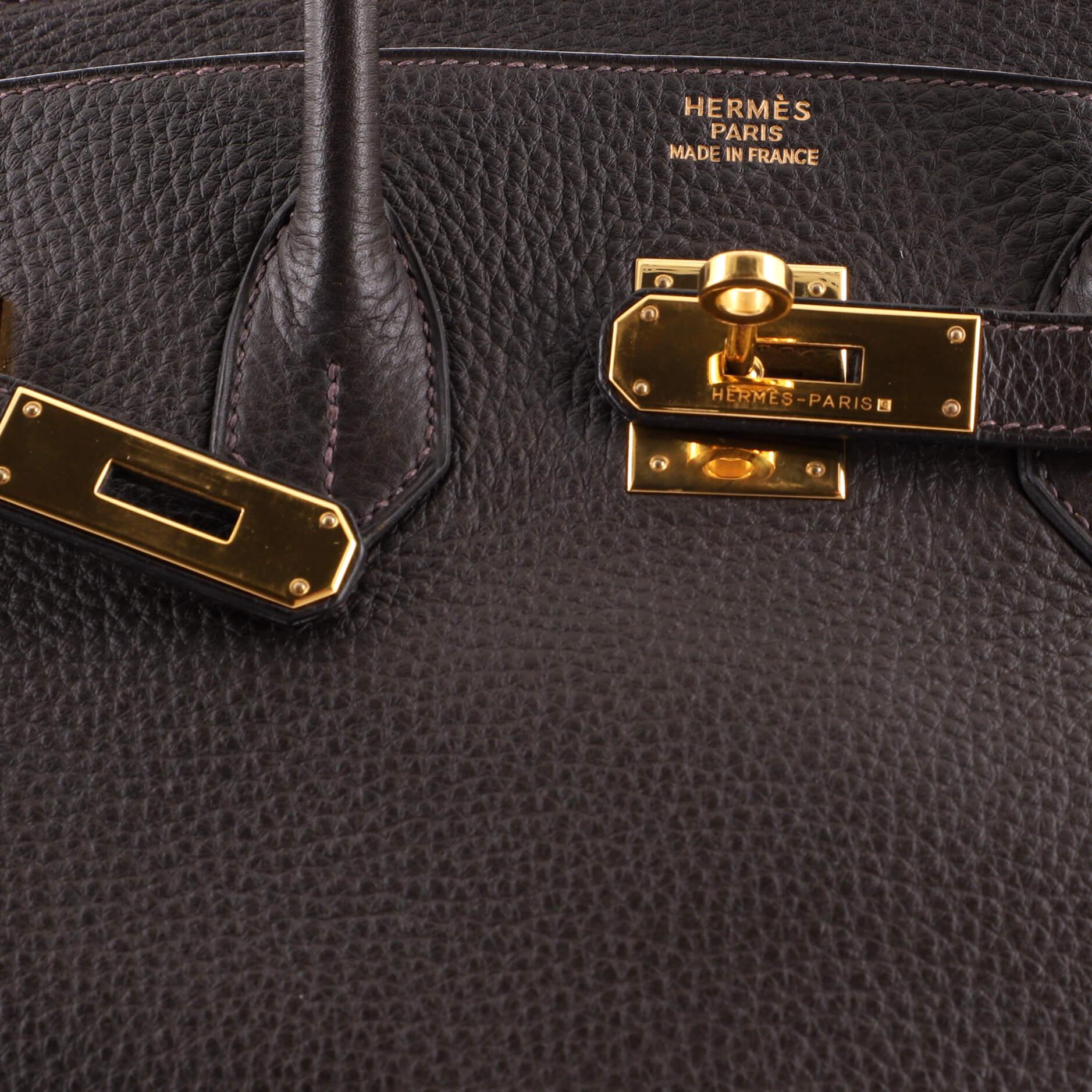 Hermes Birkin Handbag Prunoir Clemence with Gold Hardware 35 3