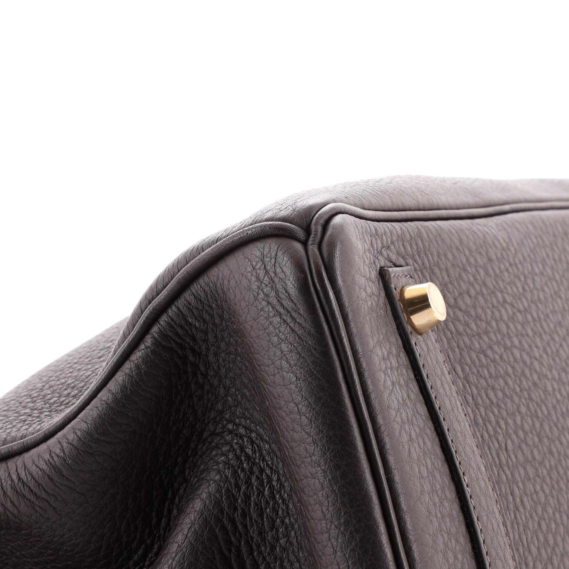 Hermes Birkin Handbag Prunoir Clemence with Gold Hardware 35 4