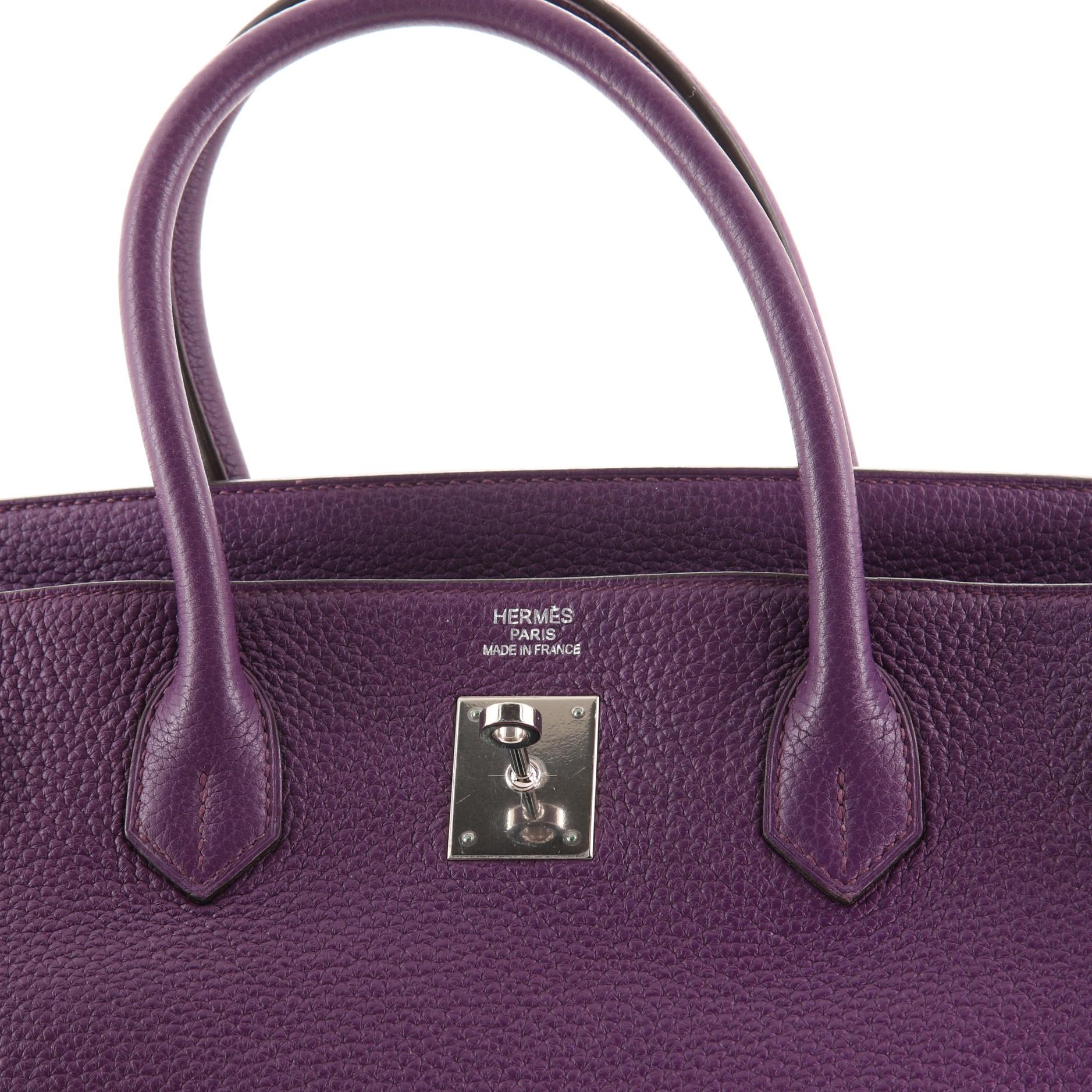Women's Hermes Birkin Handbag Purple Clemence with Palladium Hardware 40 For Sale