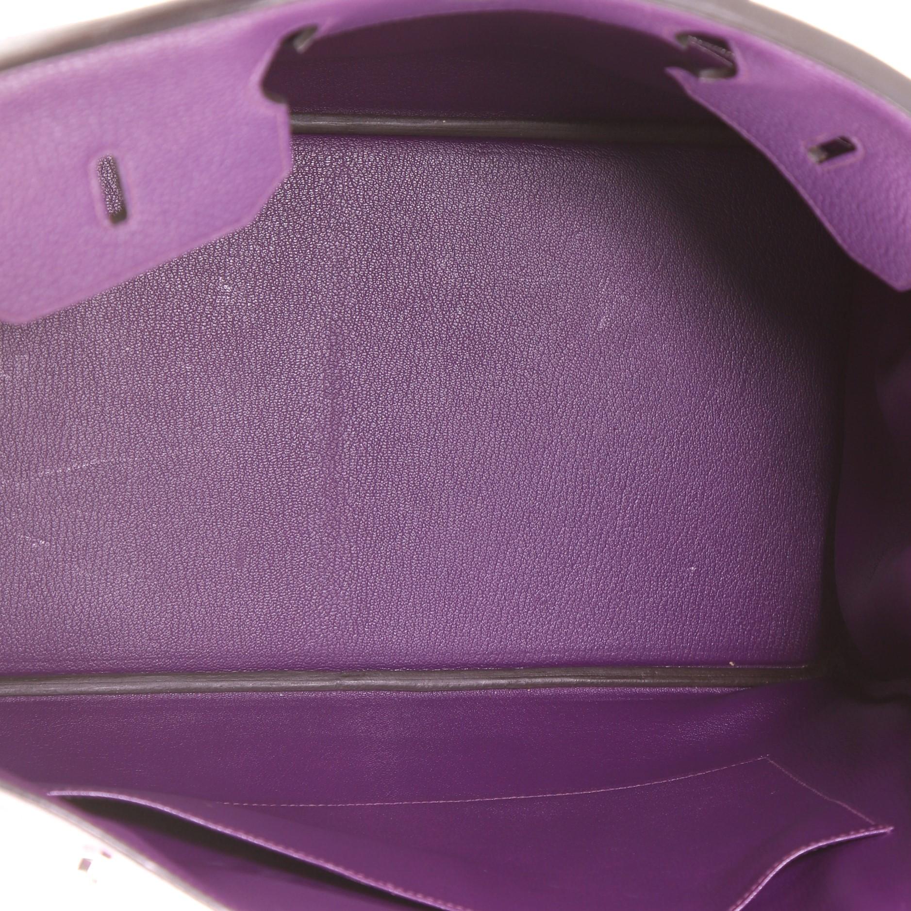 Hermes Birkin Handbag Purple Clemence with Palladium Hardware 40 For Sale 1