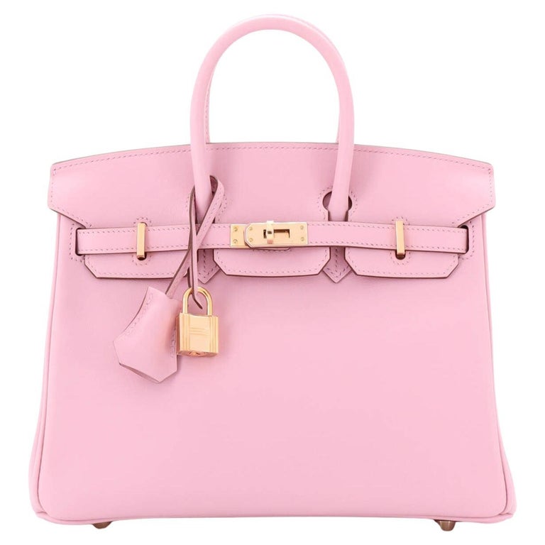 Hermes Birkin Handbag Purple Swift with Rose Gold Hardware 25 Pink