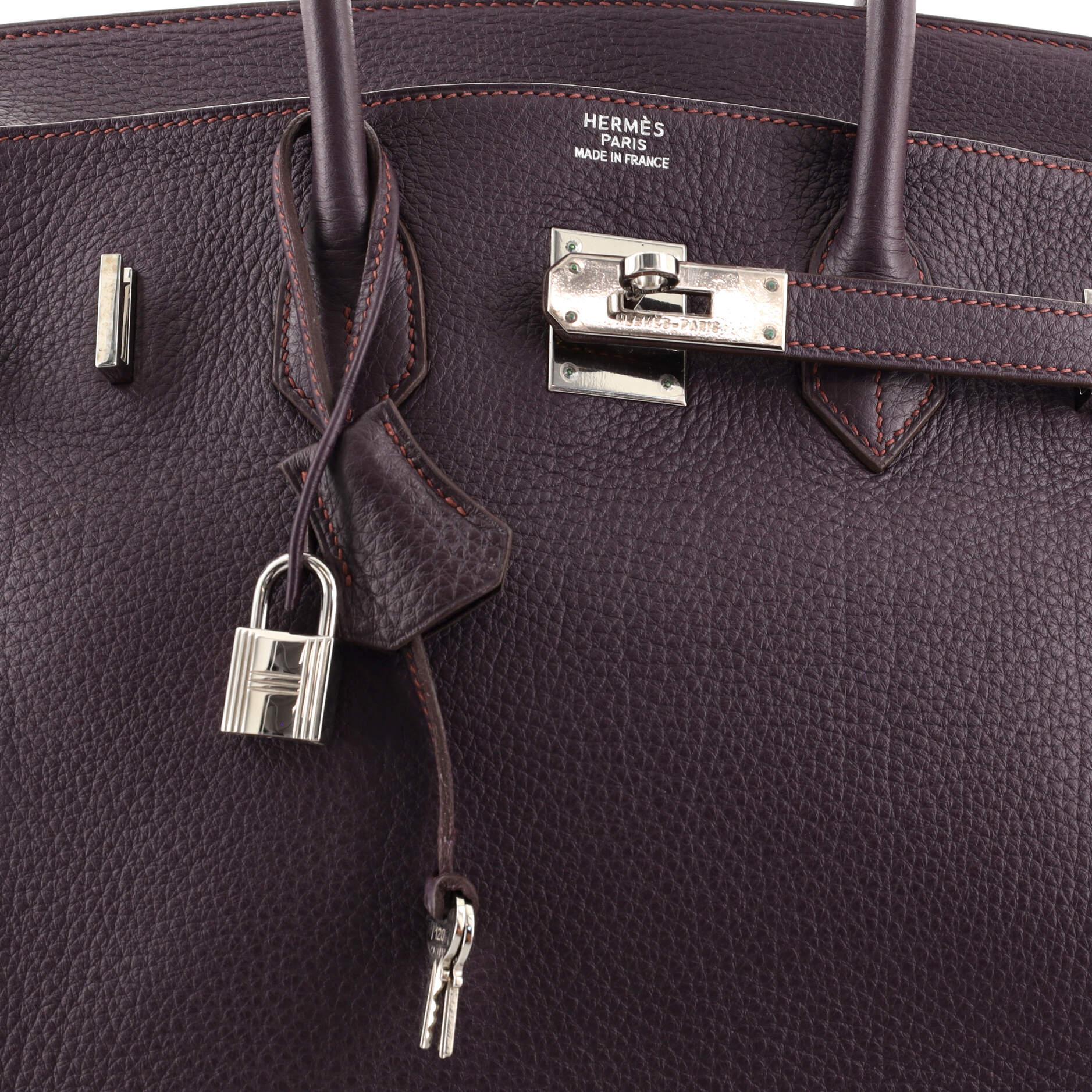 Hermes Birkin Handbag Raisin Clemence with Palladium Hardware 35 1