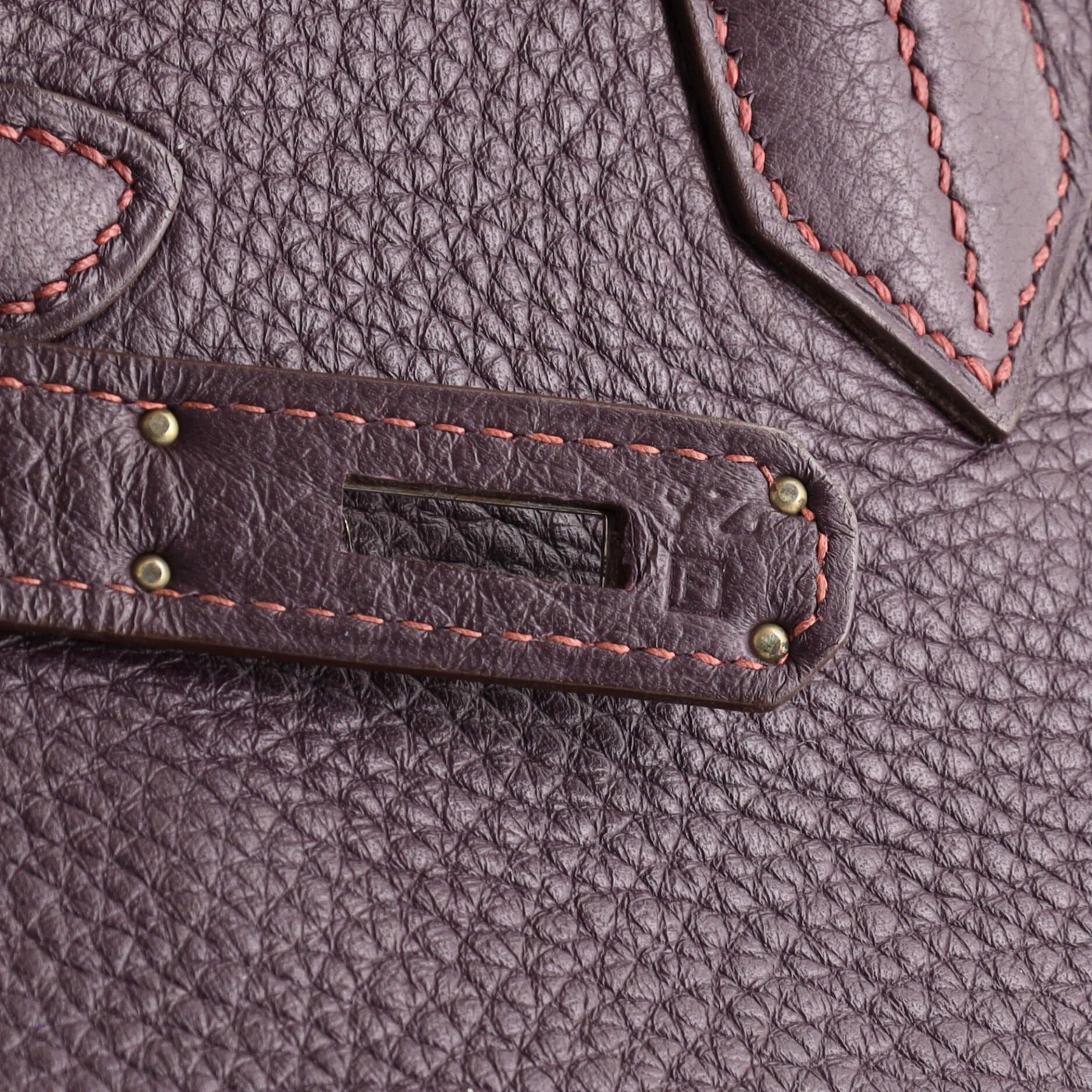 Hermes Birkin Handbag Raisin Clemence with Palladium Hardware 35 2
