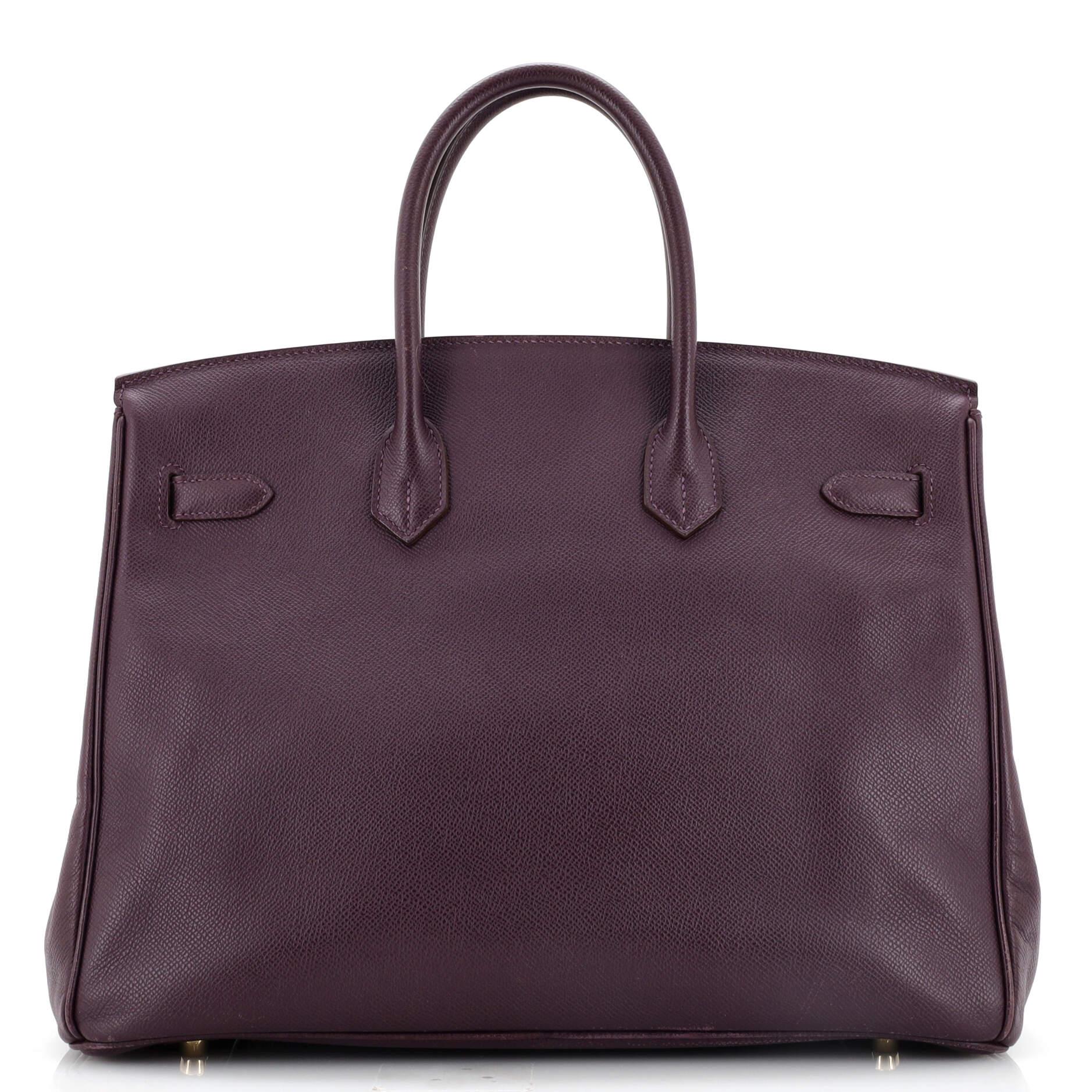 Women's or Men's Hermes Birkin Handbag Raisin Epsom with Gold Hardware 35