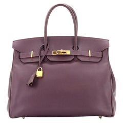 Hermes Birkin Handbag Raisin Epsom with Gold Hardware 35