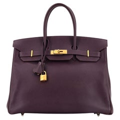 Hermes Birkin Handbag Raisin Epsom with Gold Hardware 35