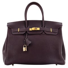 Hermes Birkin Handbag Raisin Fjord with Gold Hardware 35