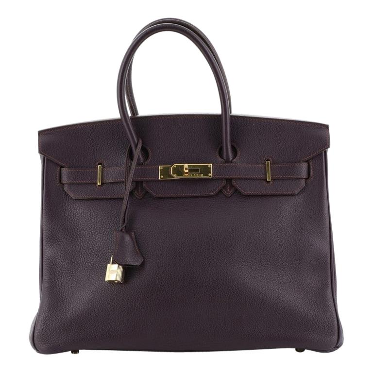 Hermes Birkin Handbag Raisin Togo with Gold Hardware 35