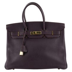 Hermes Birkin Handbag Raisin Togo with Gold Hardware 35