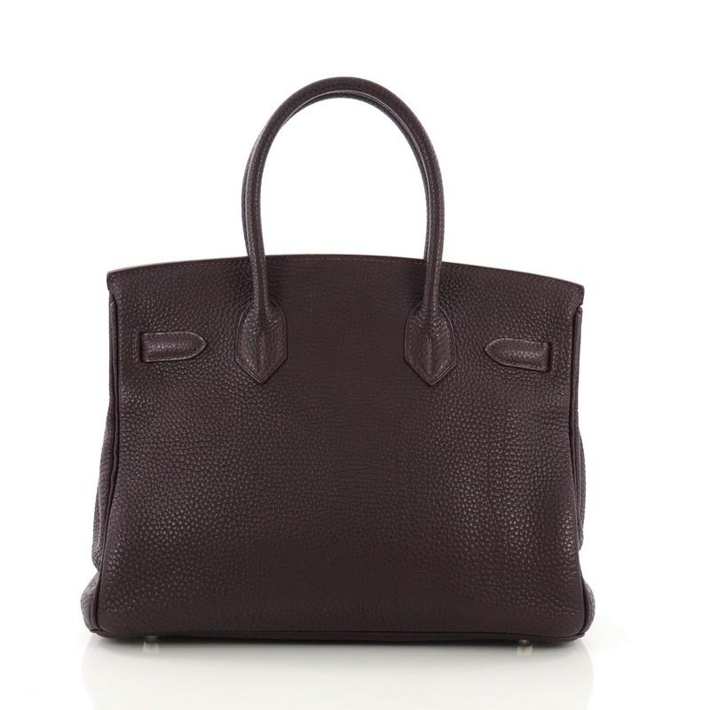 Hermes Birkin Handbag Raisin Togo with Palladium Hardware 30 In Good Condition In NY, NY