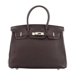 Hermes Birkin Handbag Raisin Togo With Palladium Hardware 30