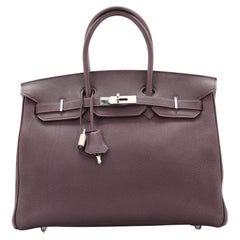 Hermes Birkin Handbag Raisin Togo with Palladium Hardware 35