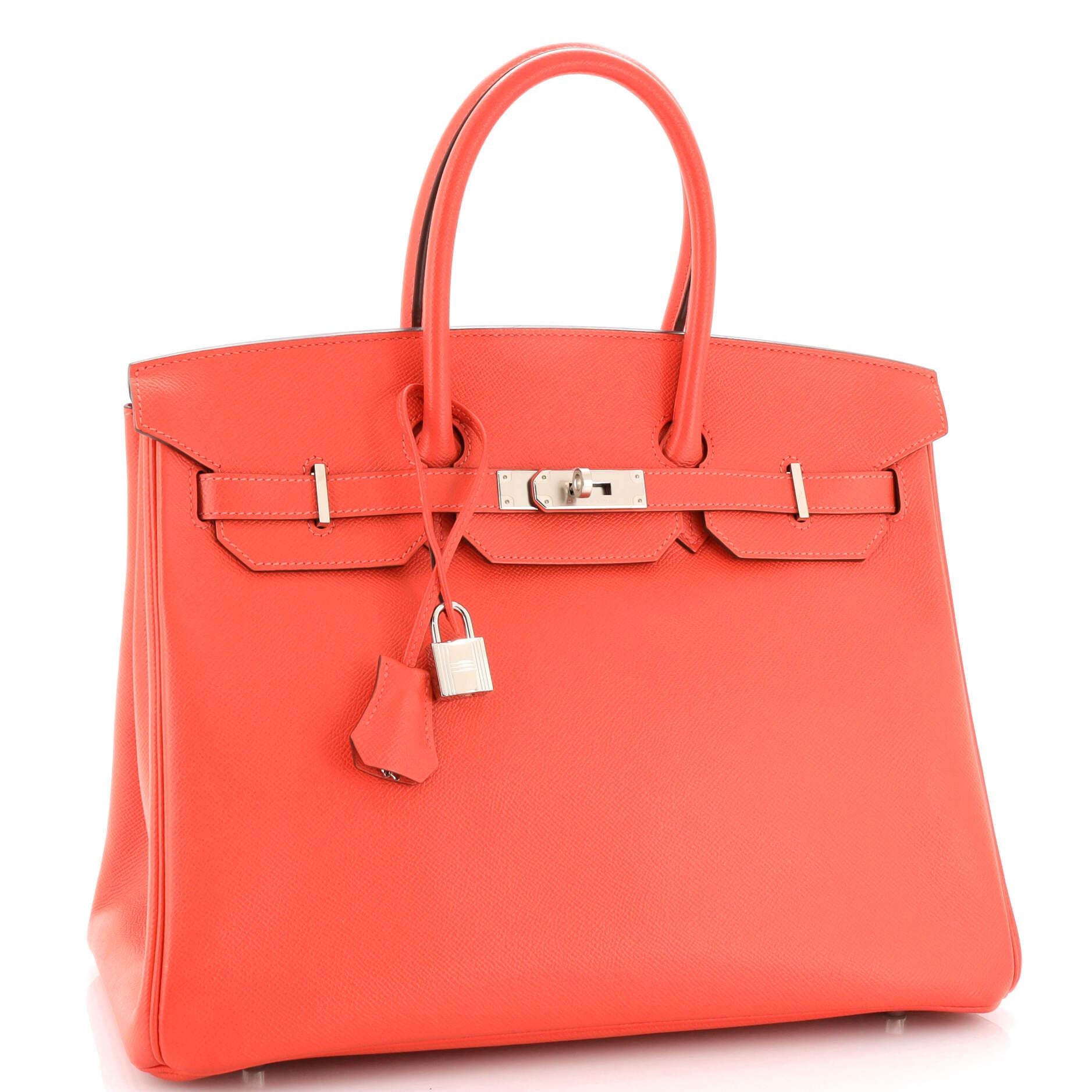 Hermes Birkin Handbag Red Epsom with Palladium Hardware 35 In Good Condition In NY, NY