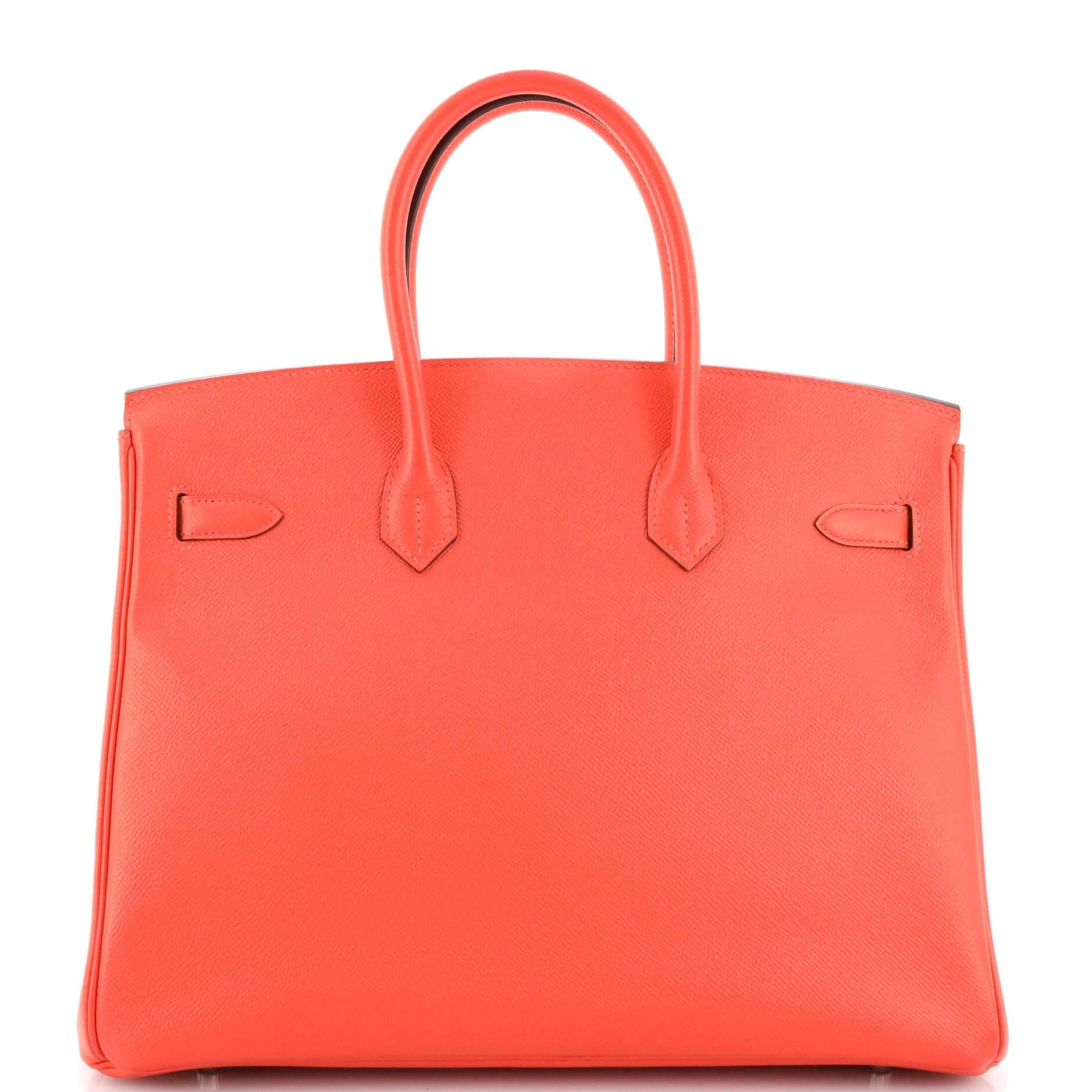 Women's Hermes Birkin Handbag Red Epsom with Palladium Hardware 35