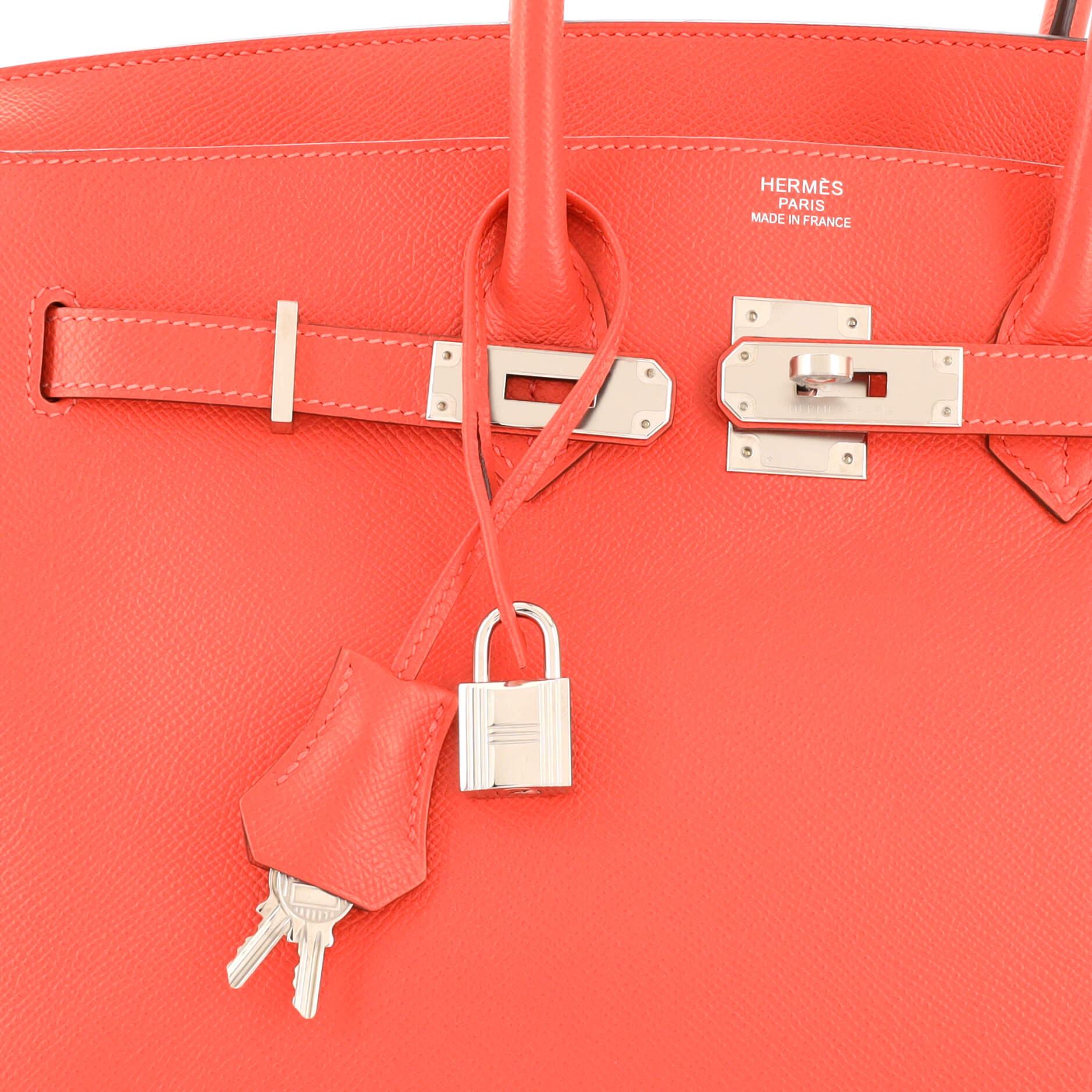 Hermes Birkin Handbag Red Epsom with Palladium Hardware 35 3