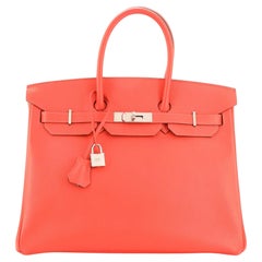 Hermes Birkin Handbag Red Epsom with Palladium Hardware 35