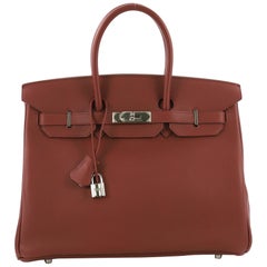 Hermes Birkin Handbag Red Togo with Palladium Hardware 35