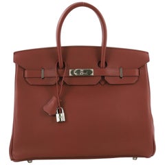 Hermes Birkin Handbag Red Togo with Palladium Hardware 35