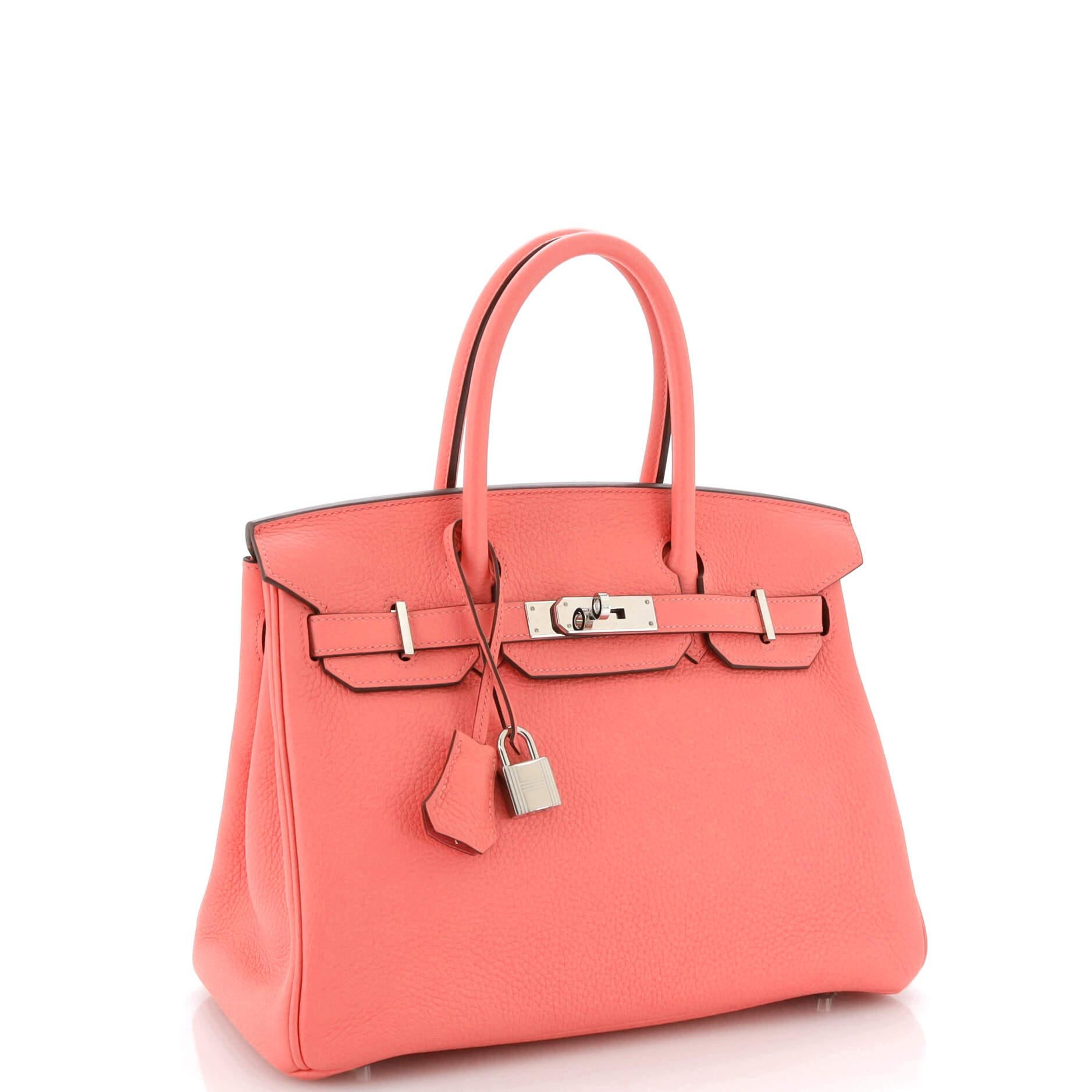 Hermes Birkin Handbag Rose Azalée Clemence with Palladium Hardware 30 In Good Condition In NY, NY
