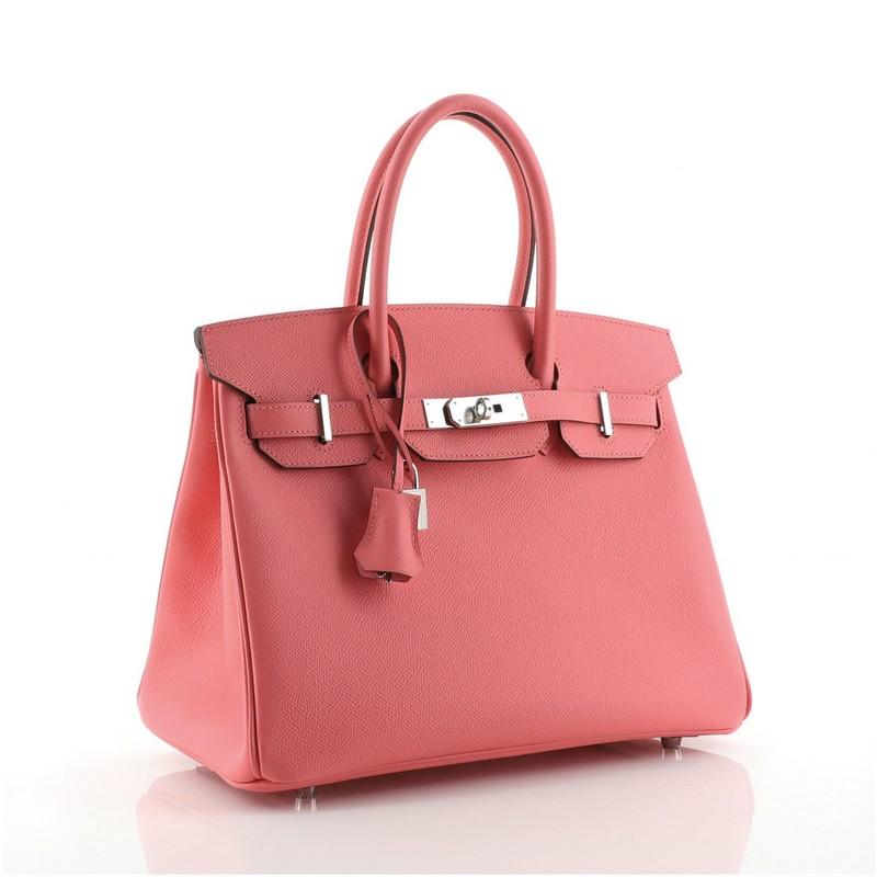 Pink Hermes Birkin Handbag Rose Azalée Epsom with Palladium Hardware 30