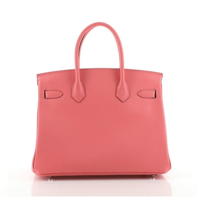 Hermes Birkin Handbag Rose Azalée Epsom with Palladium Hardware 30 In Good Condition In NY, NY