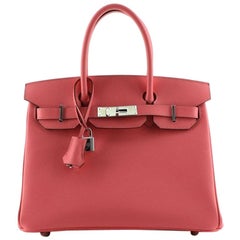 Hermes Birkin Handbag Rose Azalée Epsom with Palladium Hardware 30 Hermes Birkin Handbag Rose Azalée Epsom with Palladium Hardware 30