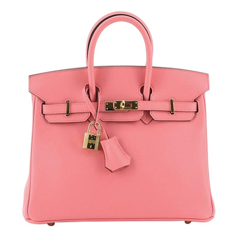 Hermes Birkin Handbag Rose Azalée Swift with Gold Hardware 25