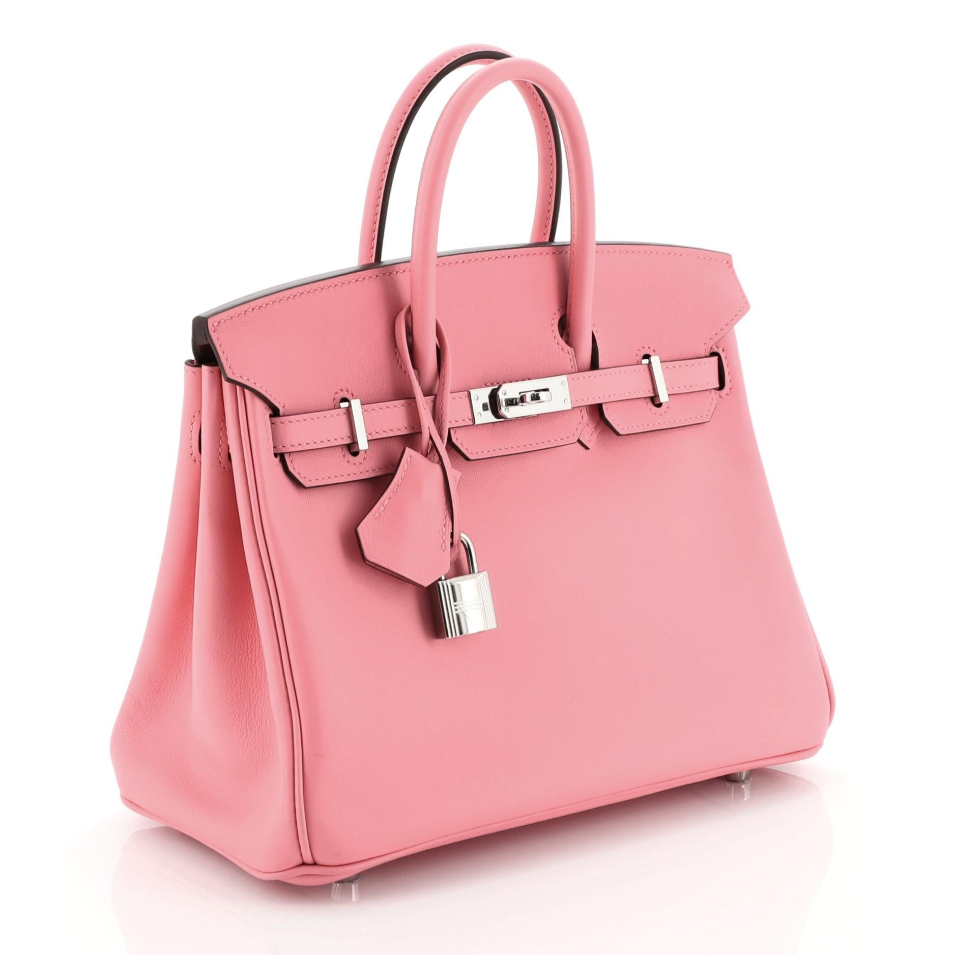 Pink Hermes Birkin Handbag Rose Azalee Swift with Palladium Hardware 25