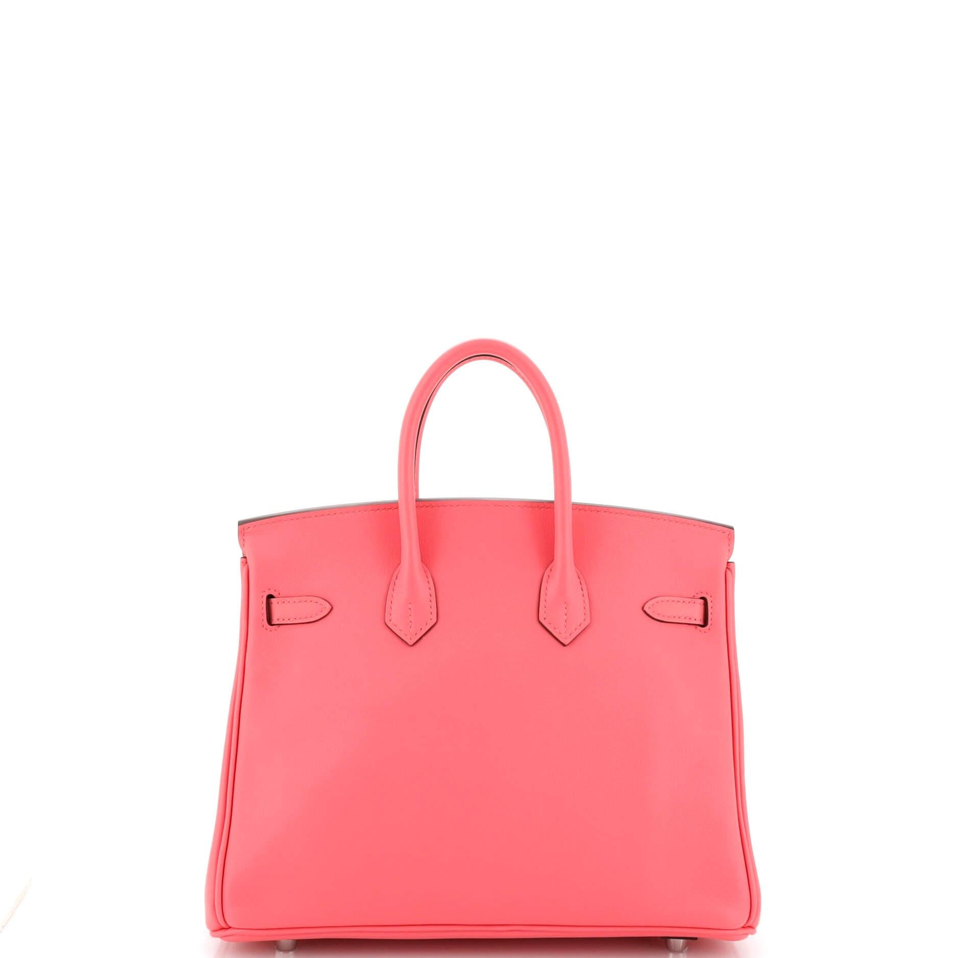 Women's or Men's Hermes Birkin Handbag Rose Azalée Swift with Palladium Hardware 25 For Sale