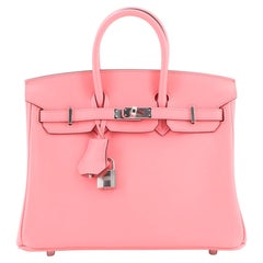 Hermes Birkin Handbag Rose Azalée Swift with Palladium Hardware 25