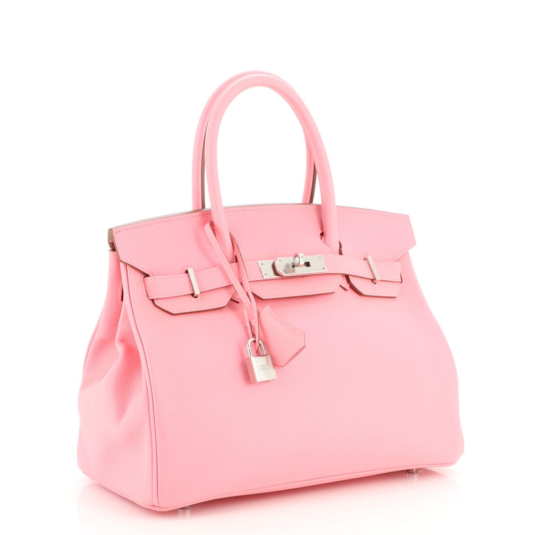 Rose Sac à main Hermès Birkin Confetti rose en cuir Epsom avec finitions en palladium 30