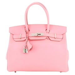 Hermès - Sac à main Birkin rose Confetti Epsom avec finitions métalliques en palladium 30