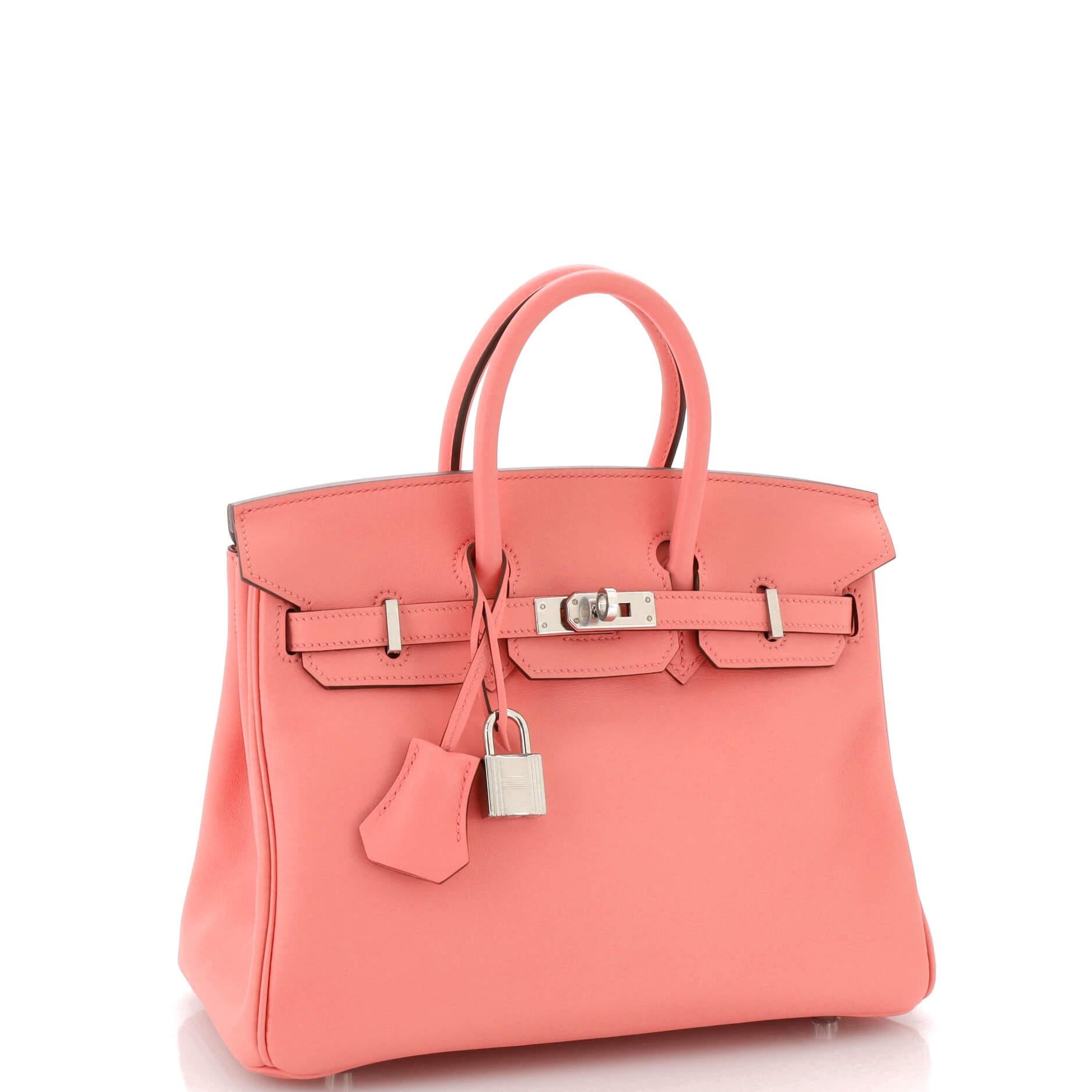 Hermes Birkin Handbag Rose D'Ete Swift with Palladium Hardware 25 In Good Condition In NY, NY