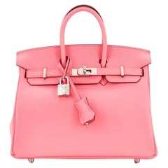 Hermes Birkin Handbag Rose D'Ete Swift with Palladium Hardware 25