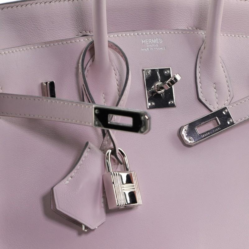Beige Hermes Birkin Handbag Rose Dragée Swift with Palladium Hardware 25