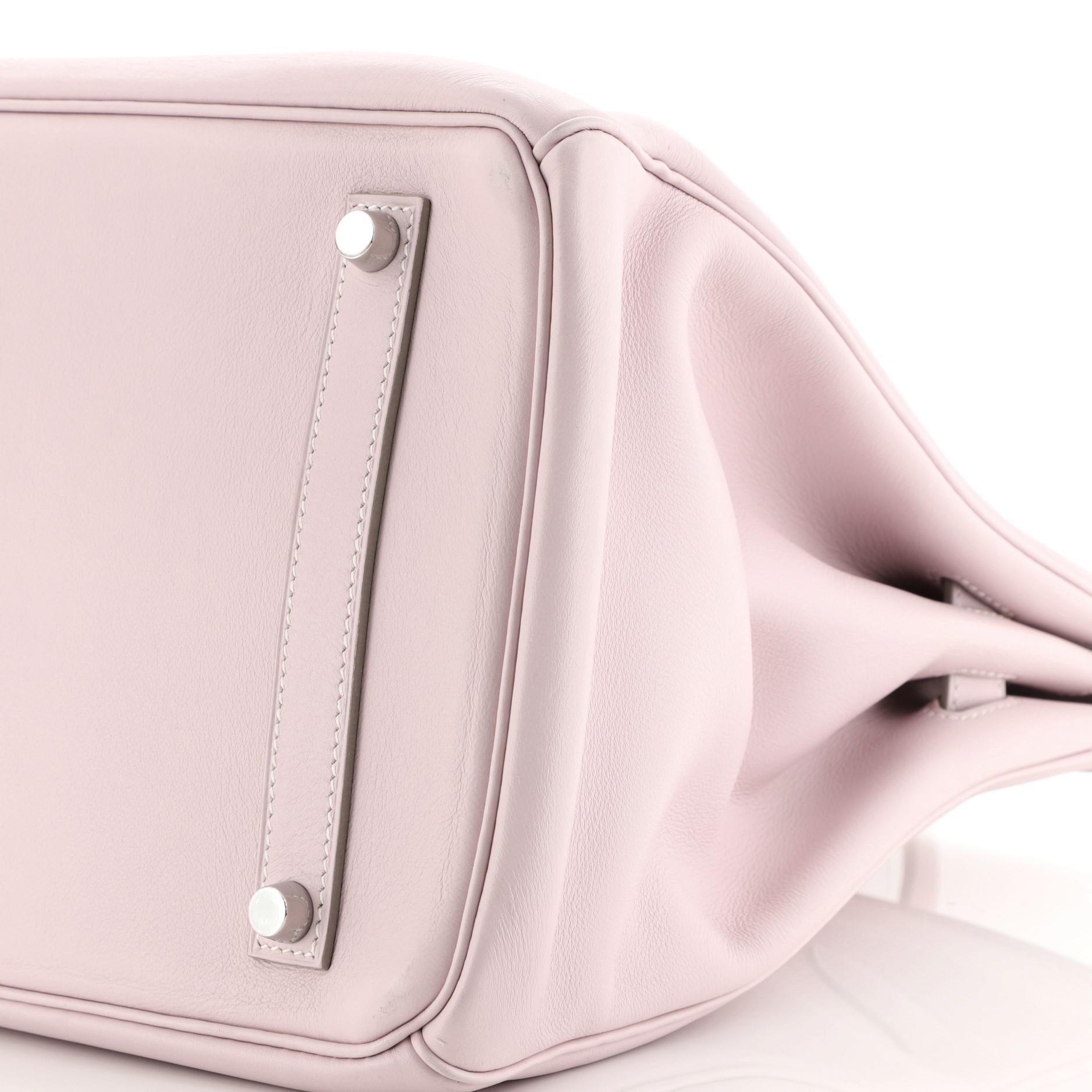 Women's or Men's Hermes Birkin Handbag Rose Dragee Swift with Palladium Hardware 35