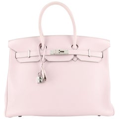 Hermes Birkin Sac à main Rose Dragee Swift avec matériel Palladium 35