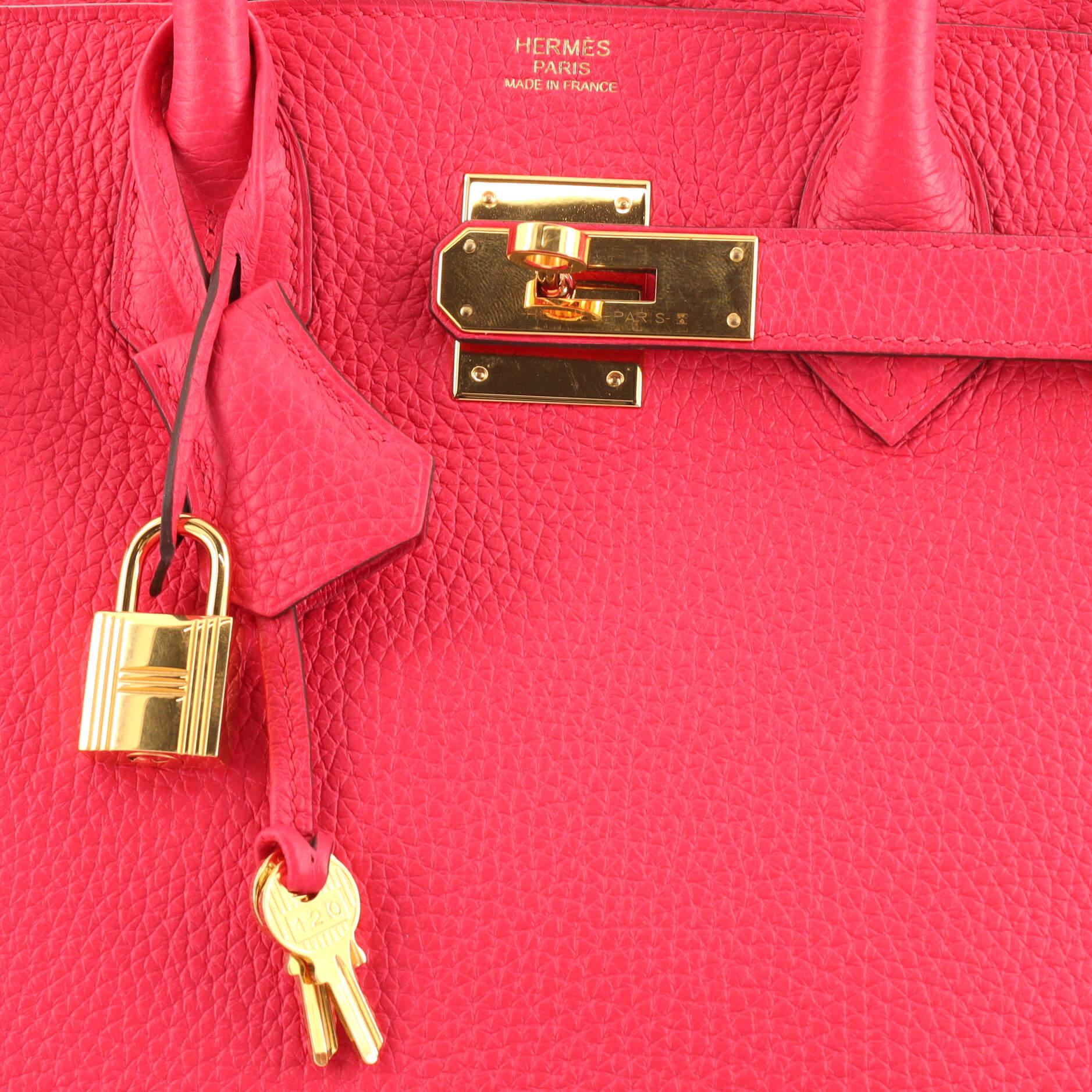 Hermes Birkin Handbag Rose Extreme Clemence with Gold Hardware 30 2